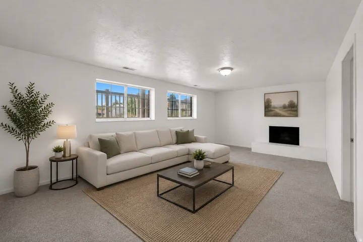 AI Staged Basement Family Room