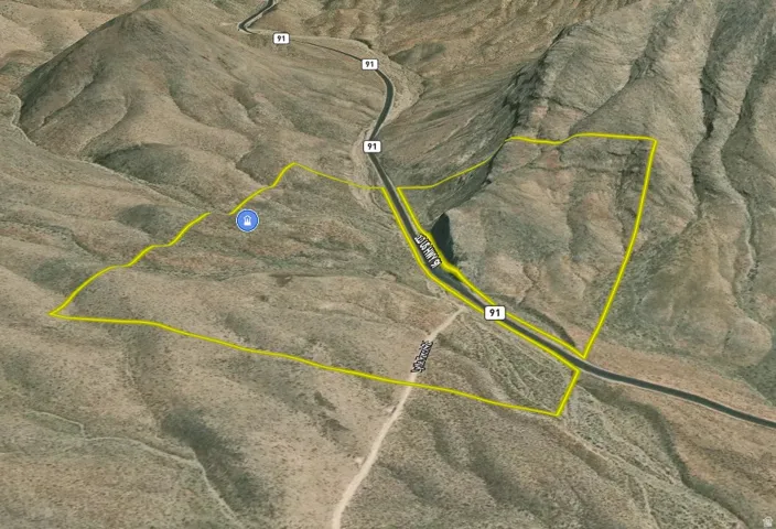 Aerial Map. Showing the geographic outline and surrounding roadways of the property