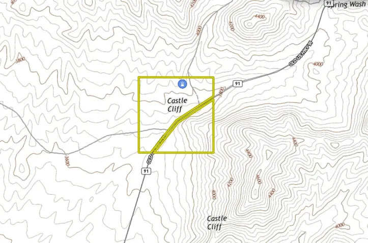 Topographic Map. Illustrating terrain contours, roads, and geographical features of the property