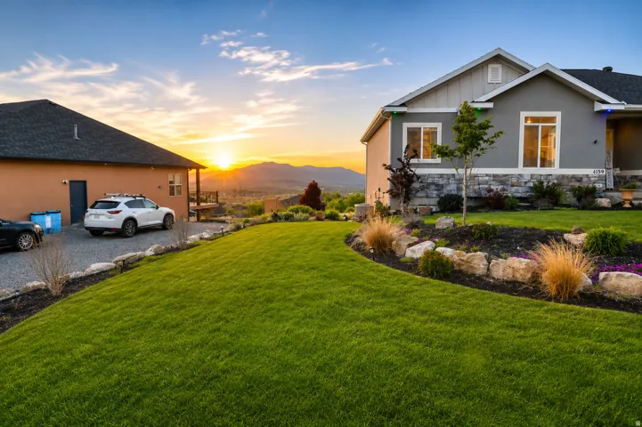 Meticulously maintained lawn surrounding the property