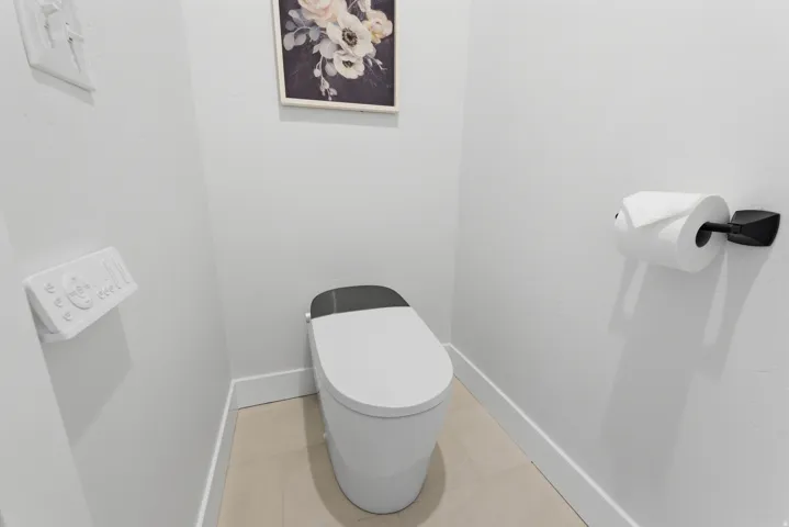 Modern toilet with a sleek, low-profile design