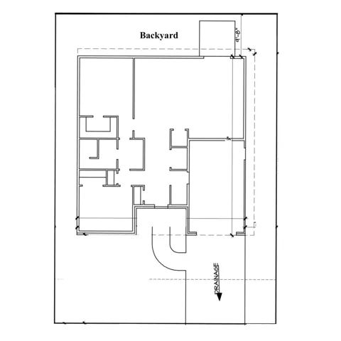 Site plan showing 9'8" backyard