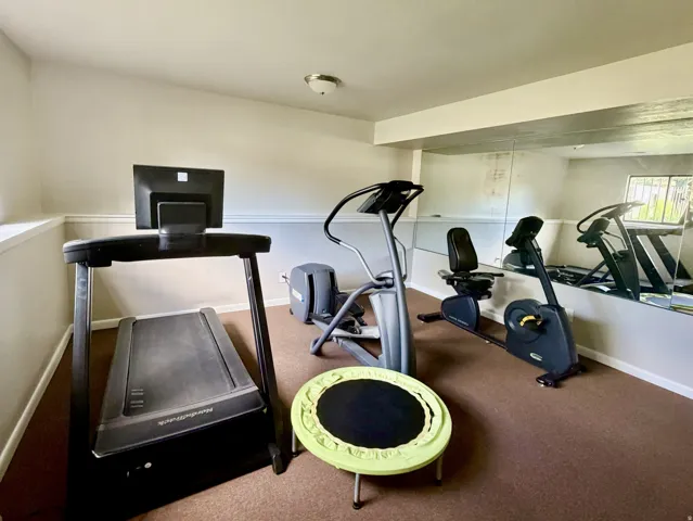 Clubhouse has a fitness room and equipment, also a game room and library
