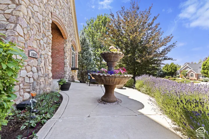 Stone and brick exterior with arched window detailing