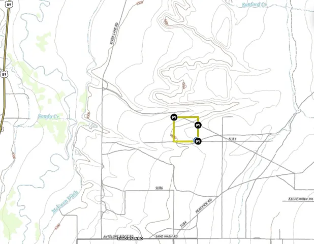 Property Survey Map. Displaying the geographic layout and boundary markers for the property