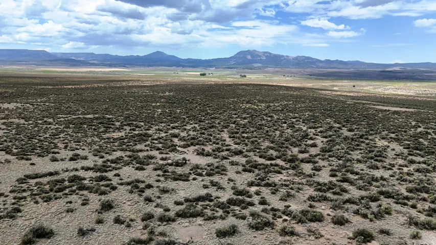 Expansive arid landscape featuring scattered low-lying vegetation and distant mountain ranges under a partly cloudy sky