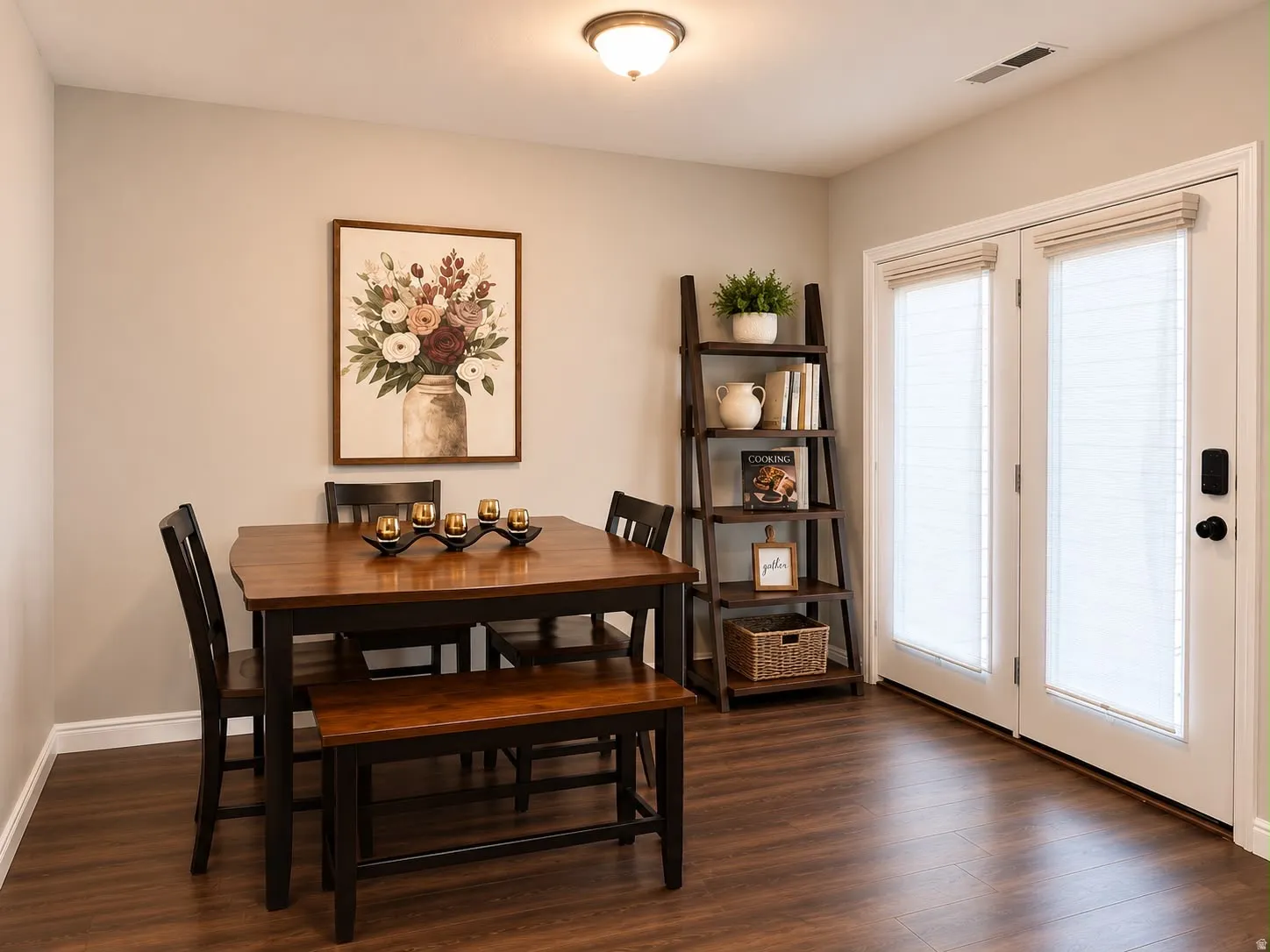 Wood-finish flooring throughout