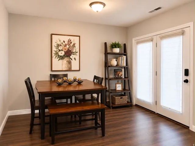 Wood-finish flooring throughout
