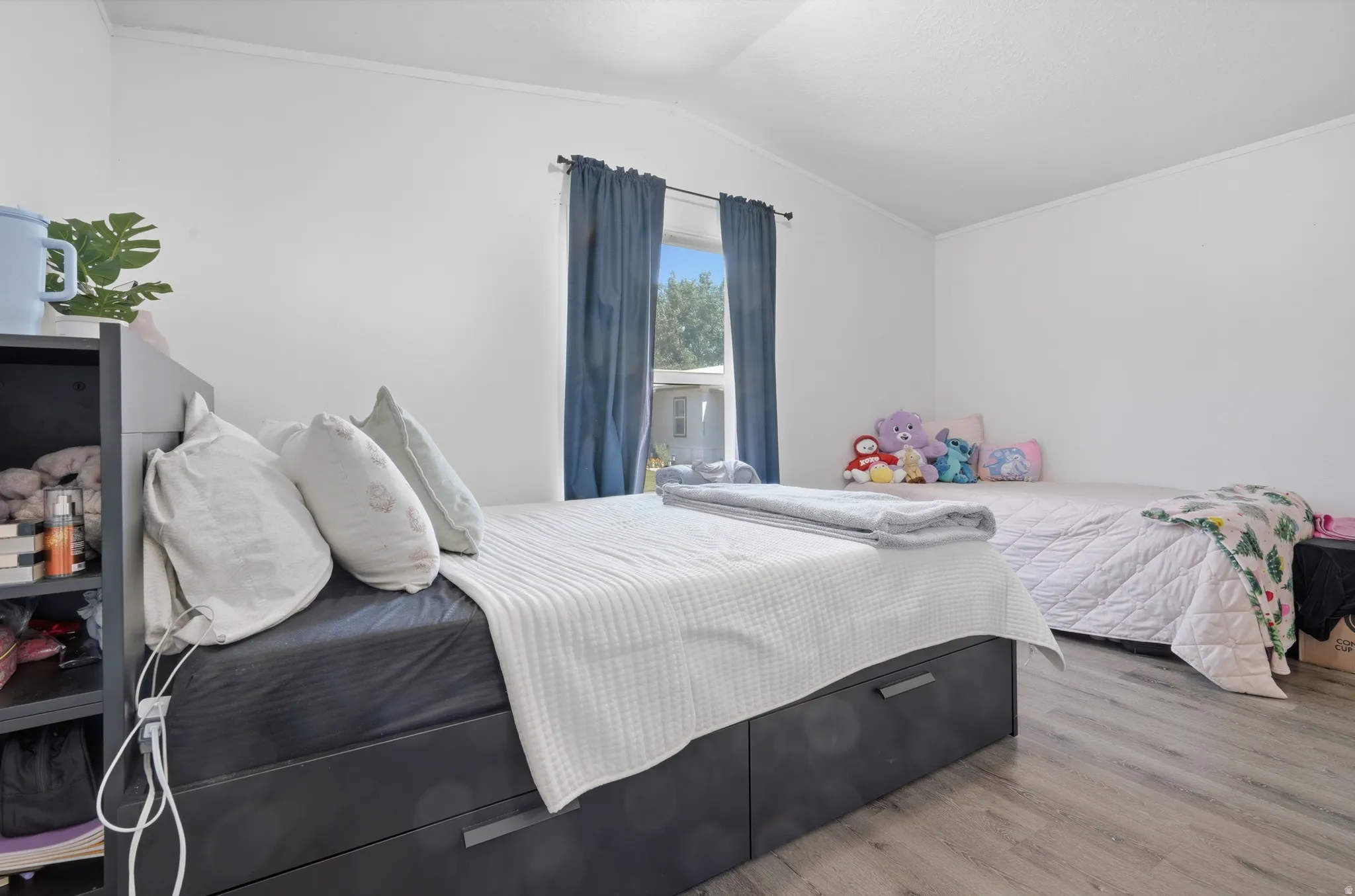 Bright interior space with light-toned walls and wood-finish flooring