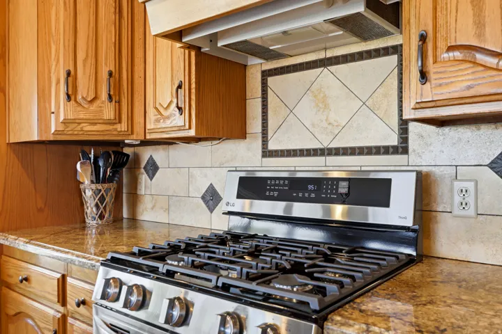 Stainless steel gas range with a coordinating range hood