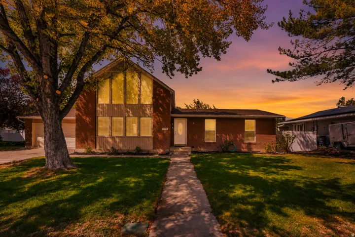 Brick exterior with prominent A-frame architectural detail