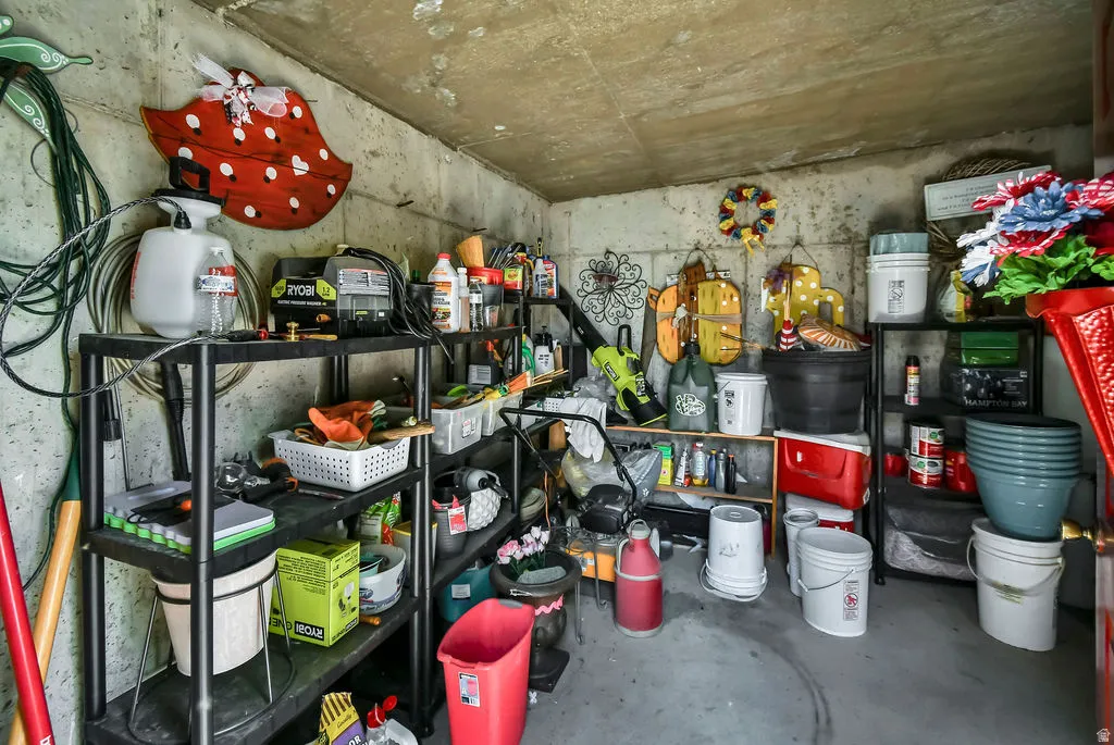 This is the gardening shed, a separate area from the garage.