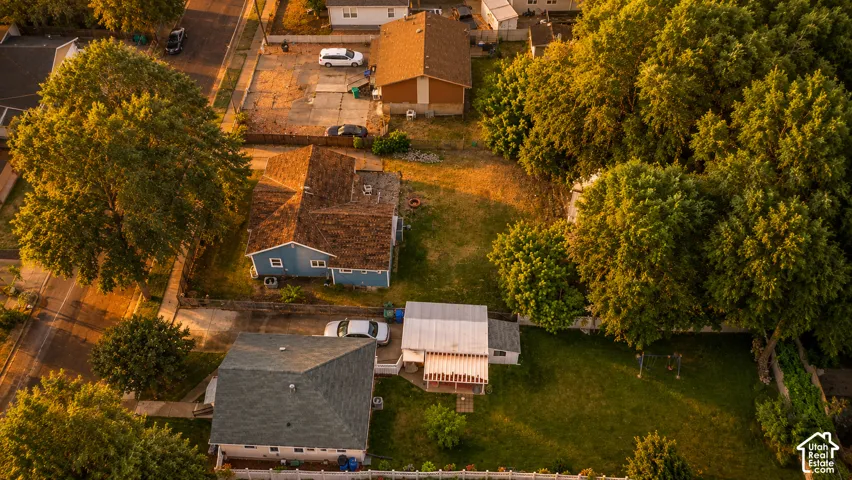 Aerial view of large lot