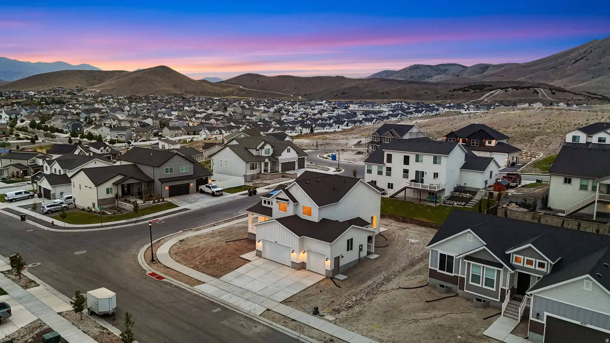 Modern residential neighborhood featuring a variety of architectural styles