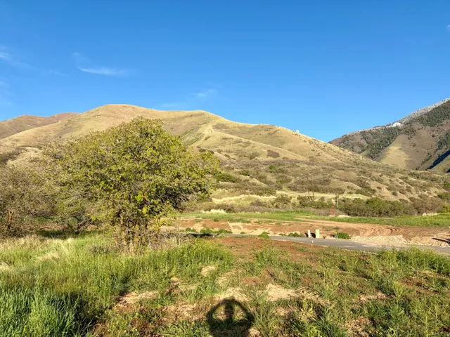 Expansive natural landscape featuring rolling hills and distant mountain peaks