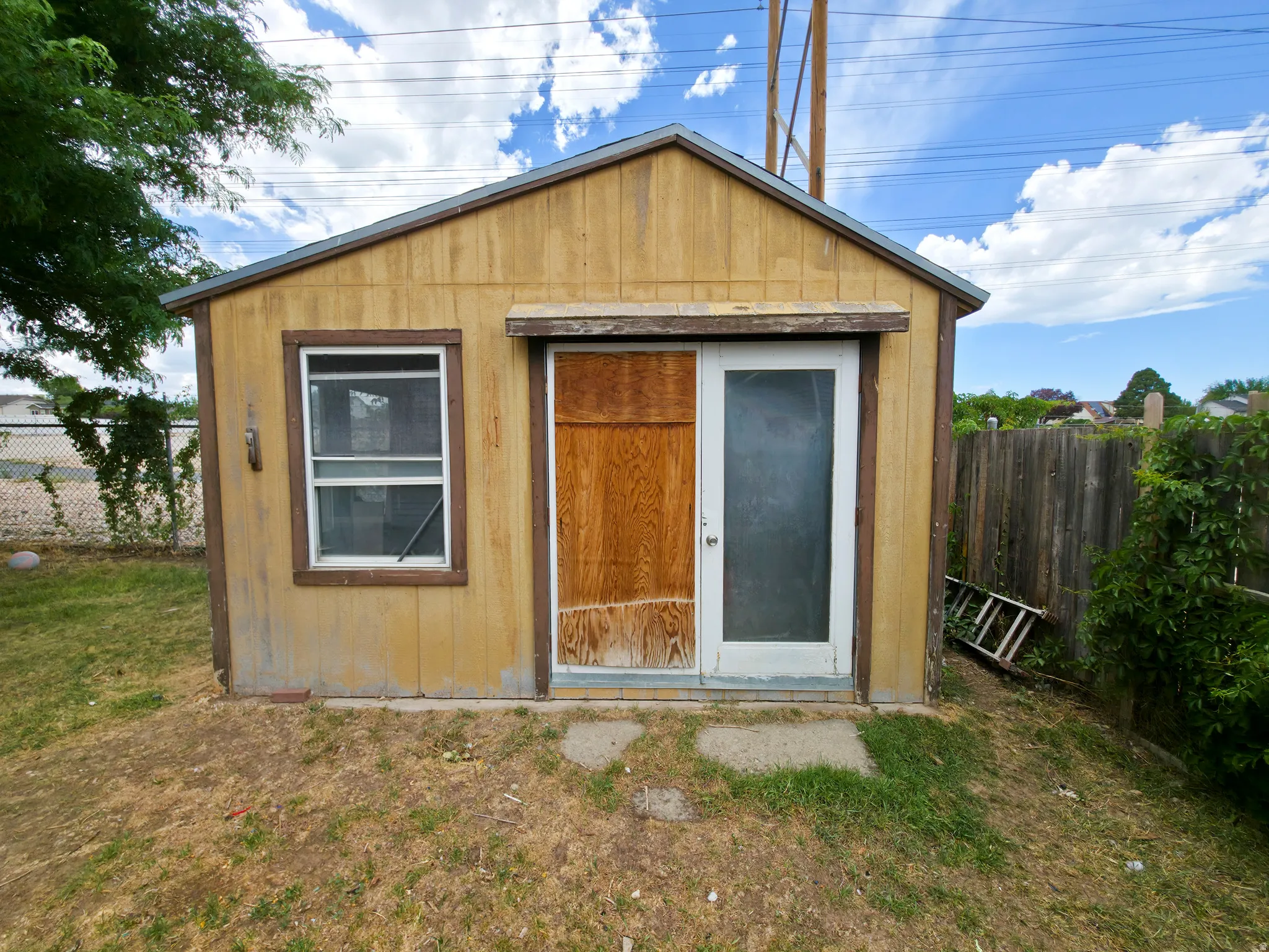 Backyard storage shed.