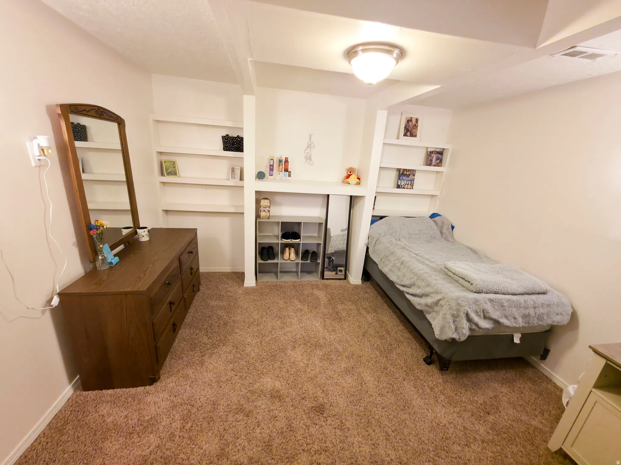 Family Room 2: Built in shelves.