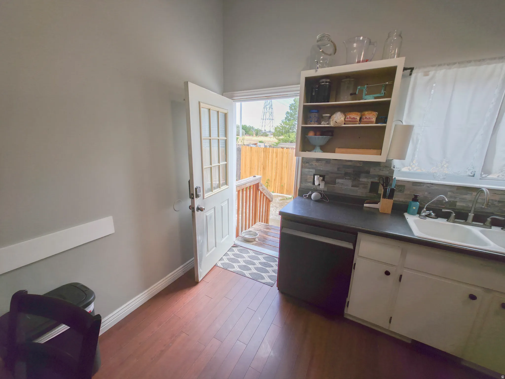 Side door to back yard from kitchen.