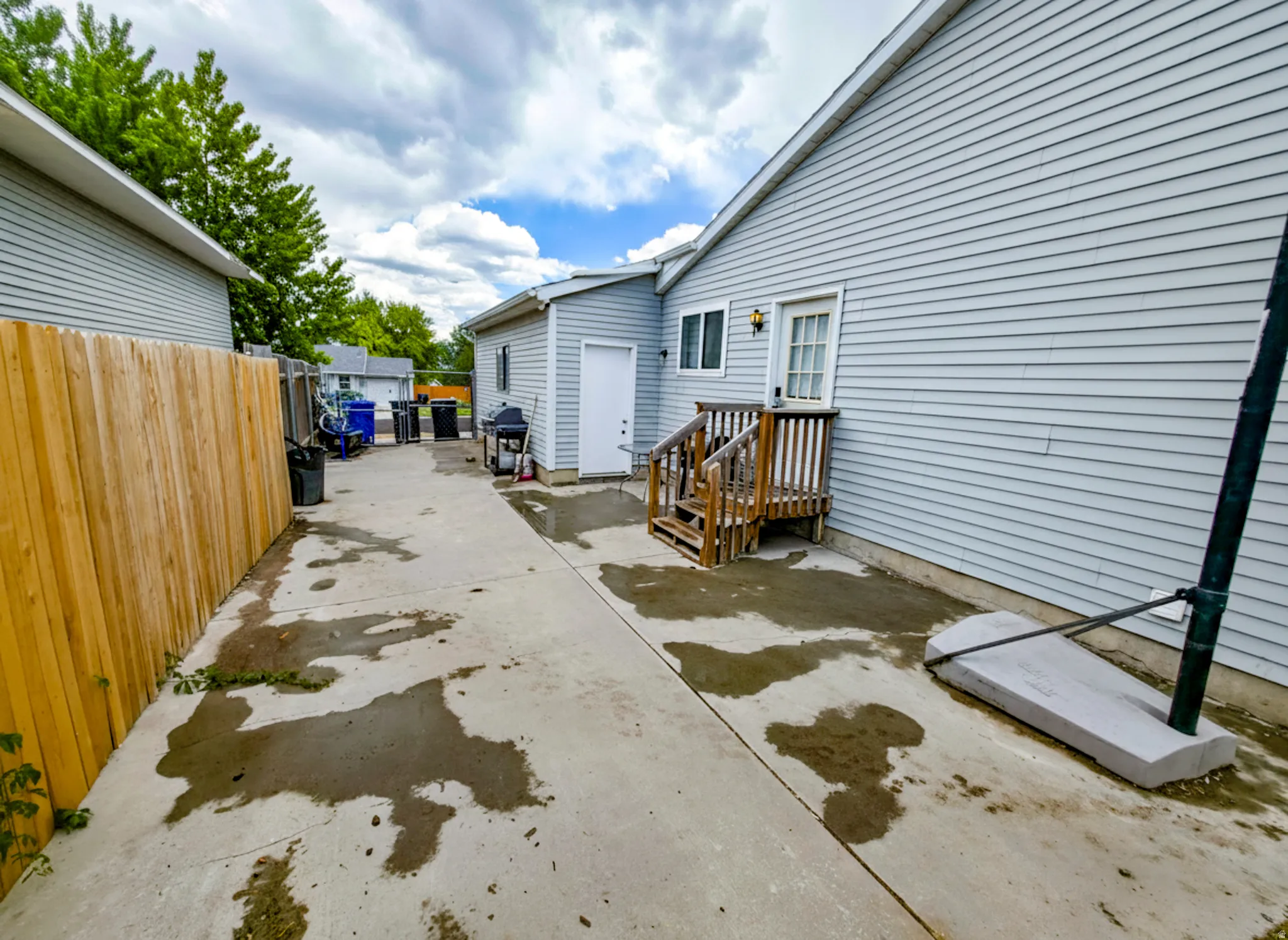 East facing view: RV Pad/patio.