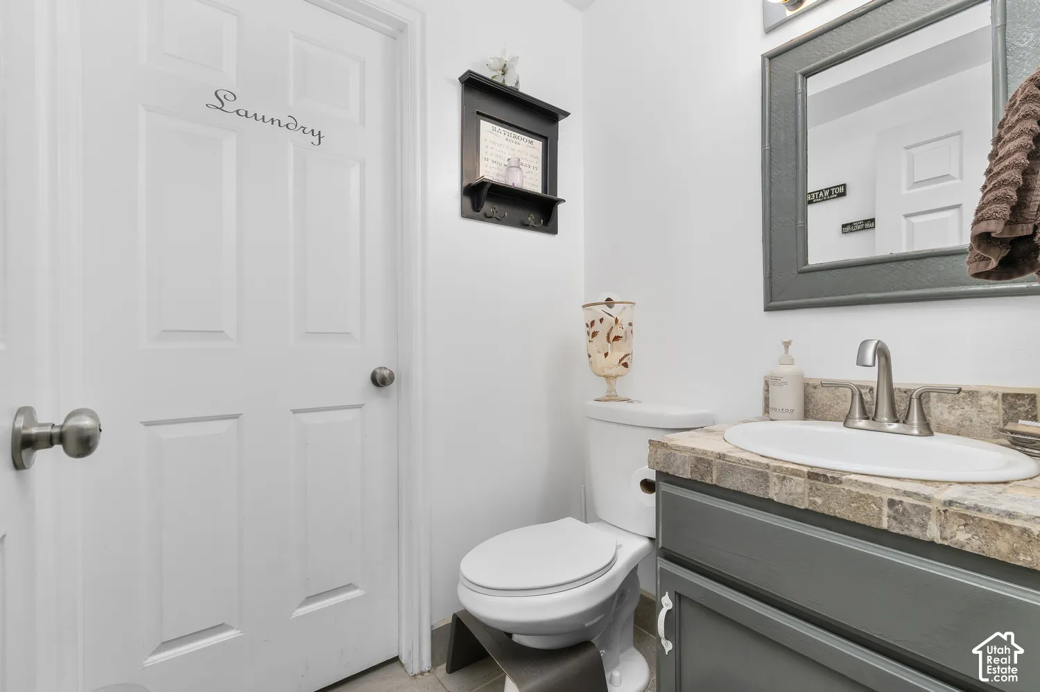 White paneled door with brushed nickel hardware
