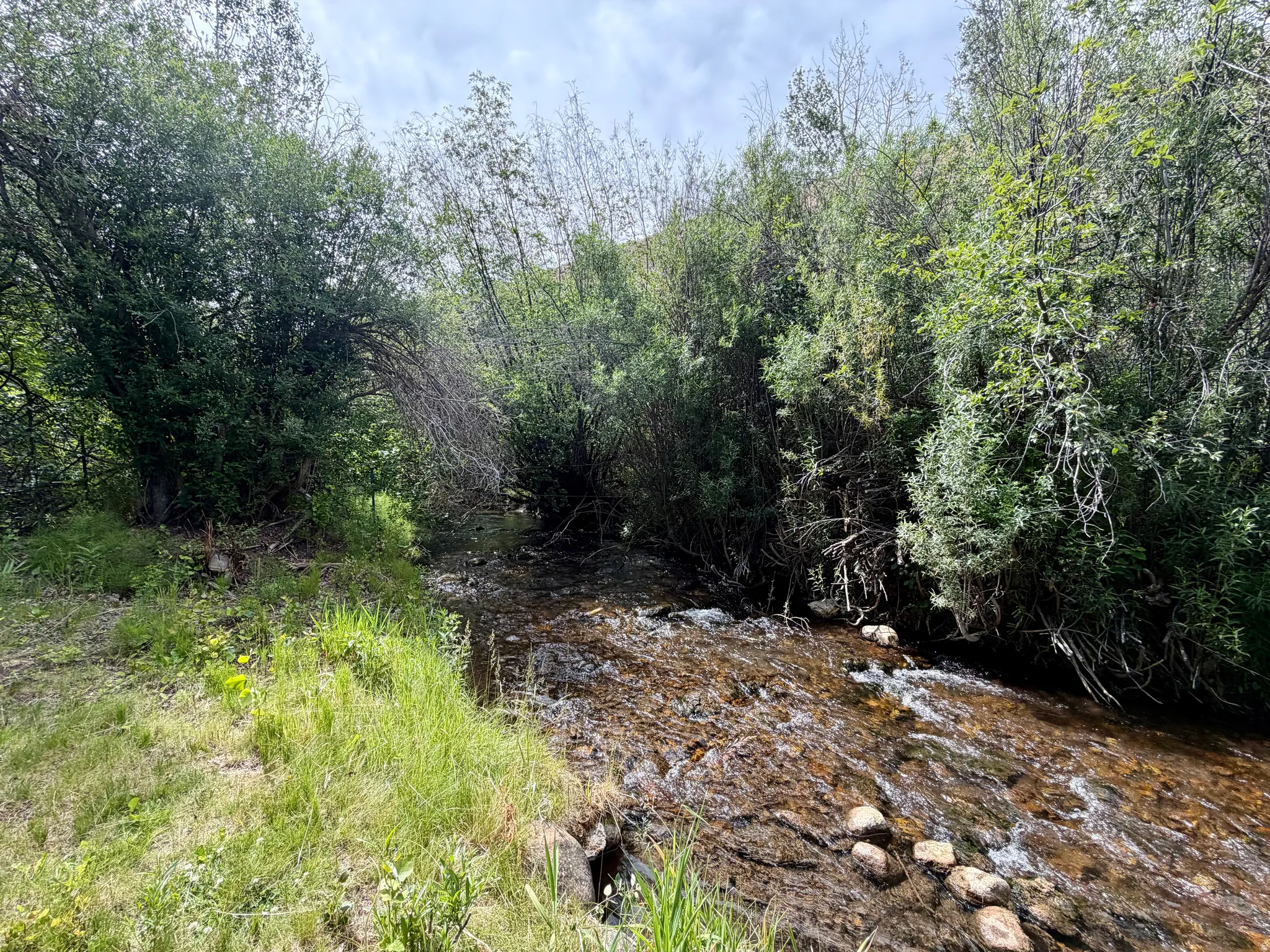 Peaceful Paris River winds along the property