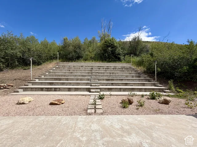 Concrete sturdy amphitheater set in the hillside