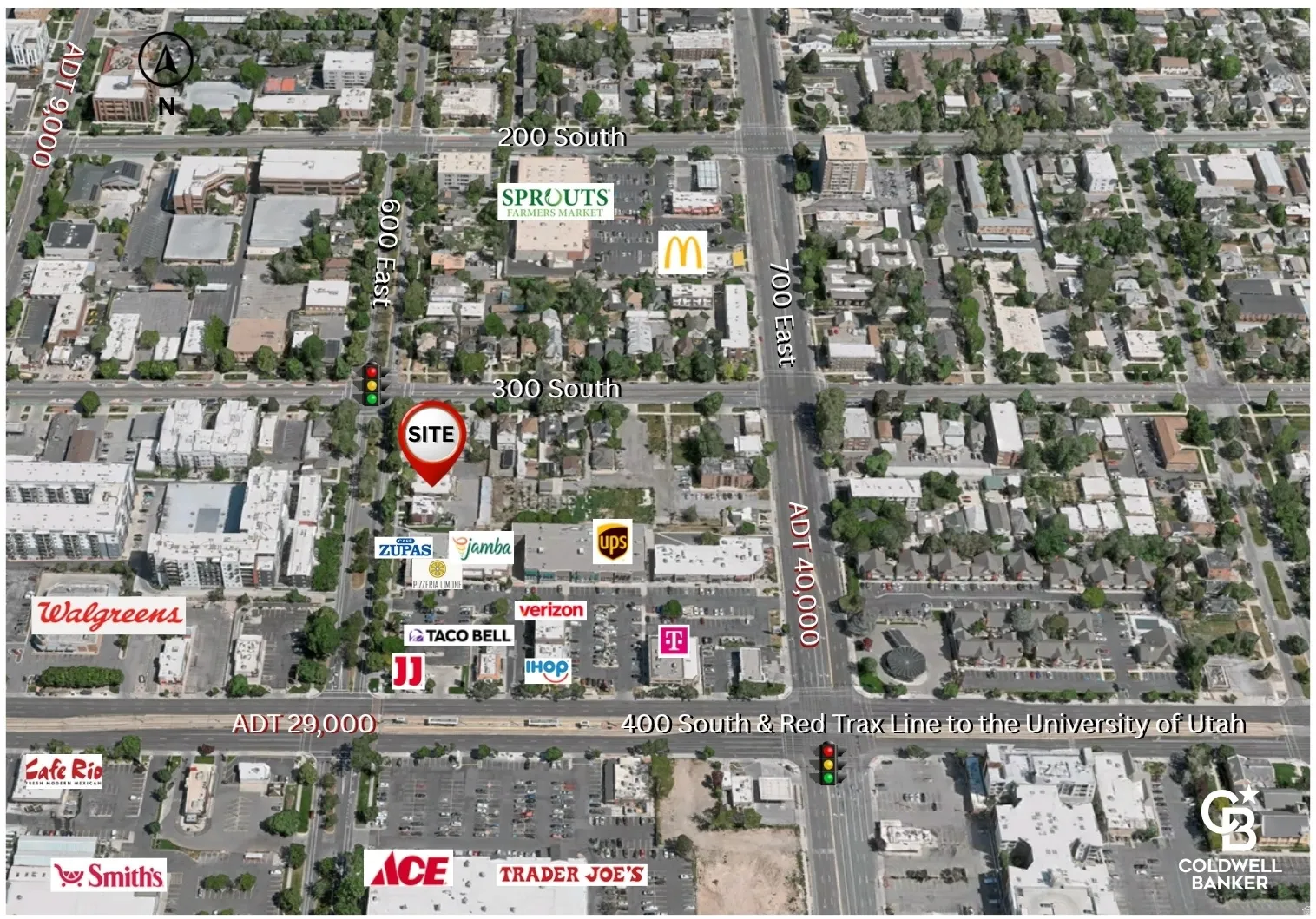 Aerial Map. Depicting the property's location relative to surrounding streets and commercial establishments