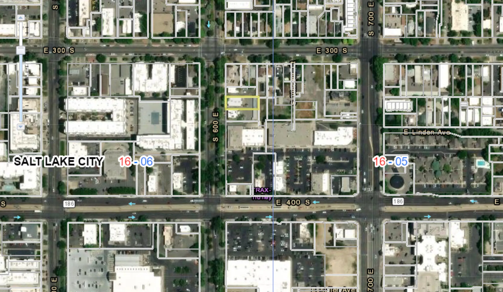Aerial Property Map. Displaying parcels and street grids within a municipal area