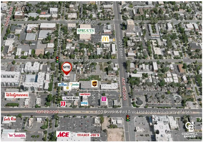 Aerial Map. Depicting the property's location relative to surrounding streets and commercial establishments