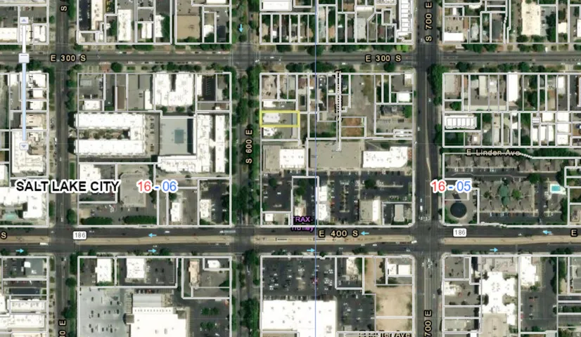 Aerial Property Map. Displaying parcels and street grids within a municipal area