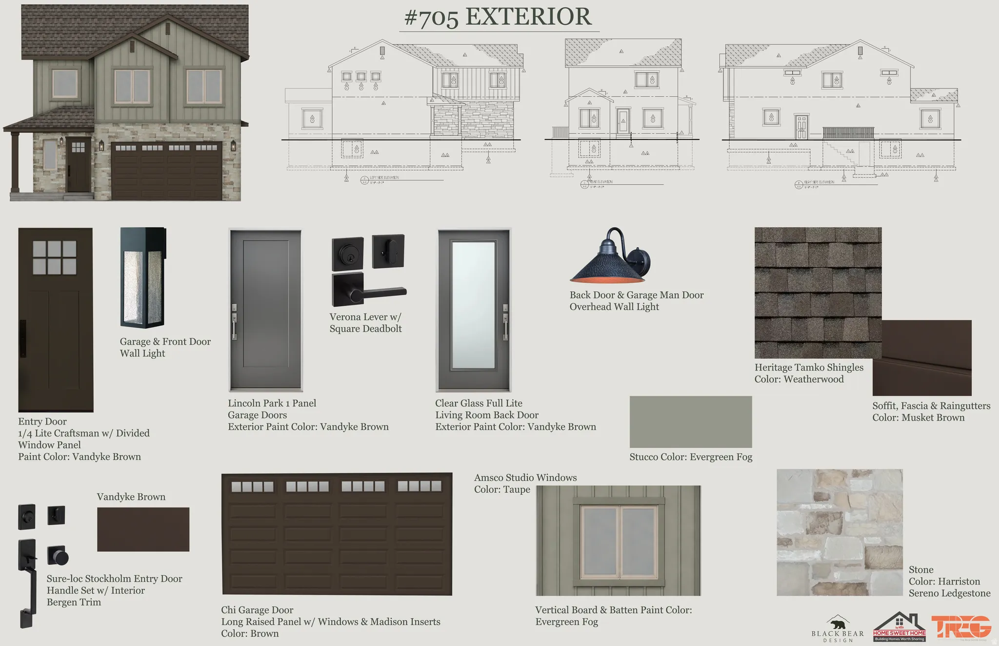 Exterior Design Specifications. Detailing material selections and architectural elements for the property's exterior