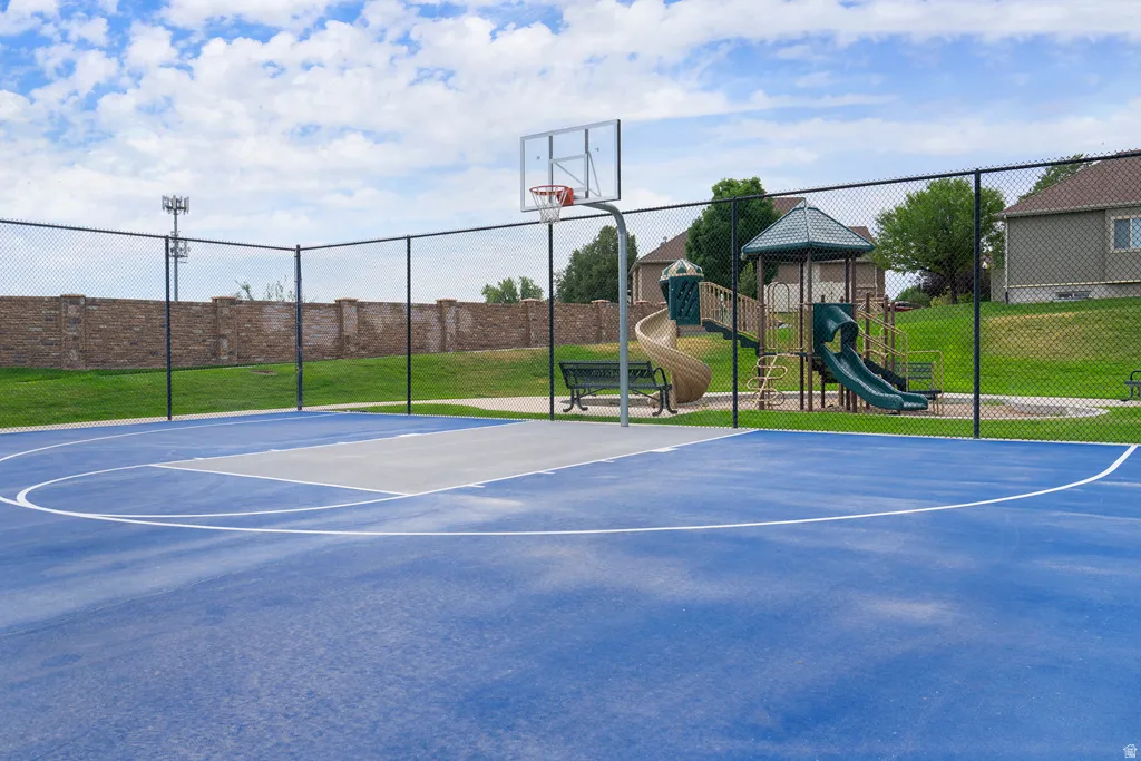 Basketball court next to Pool