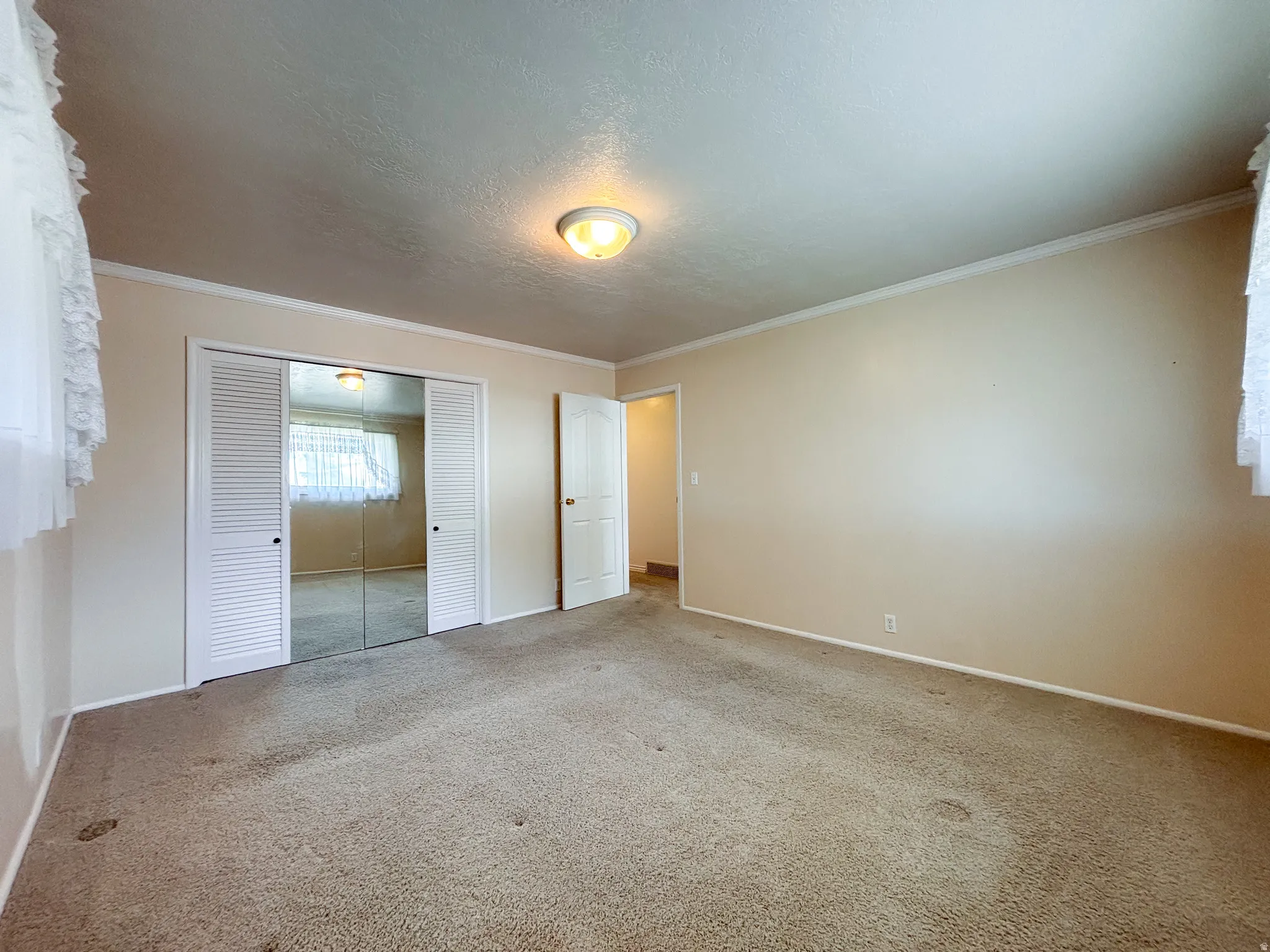 Neutral beige wall tones complementing light-colored carpeting