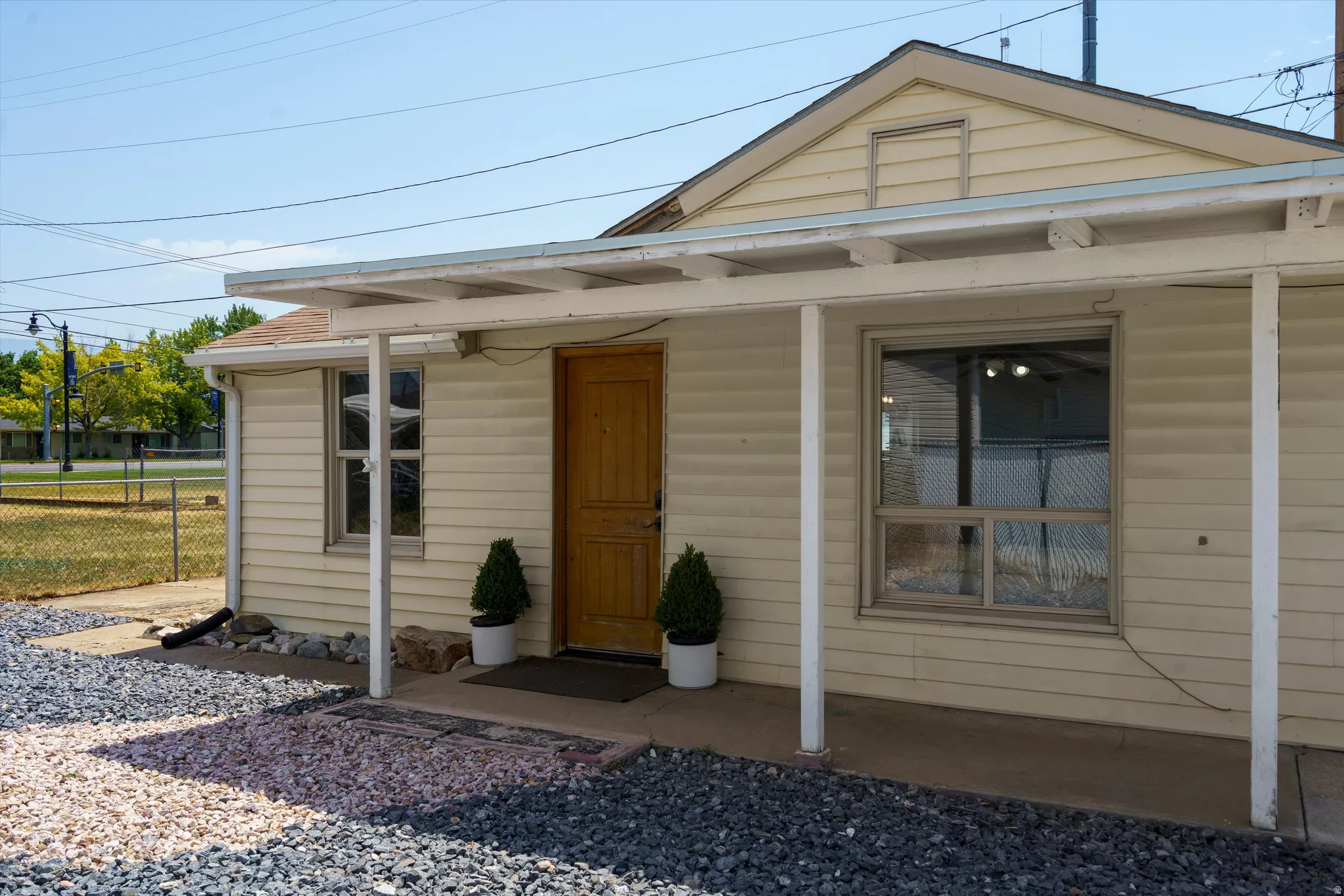 Exterior siding in a light neutral tone