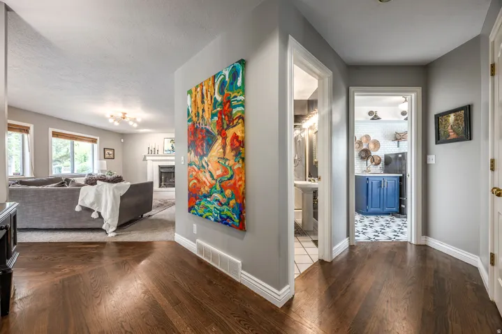 Hardwood flooring throughout the entryway