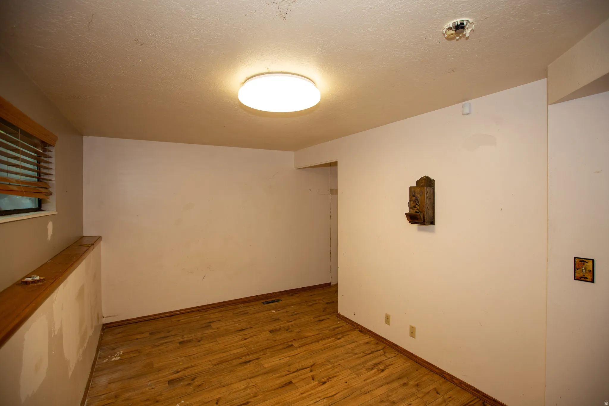 Bedroom with daylight windows and wood-finish flooring