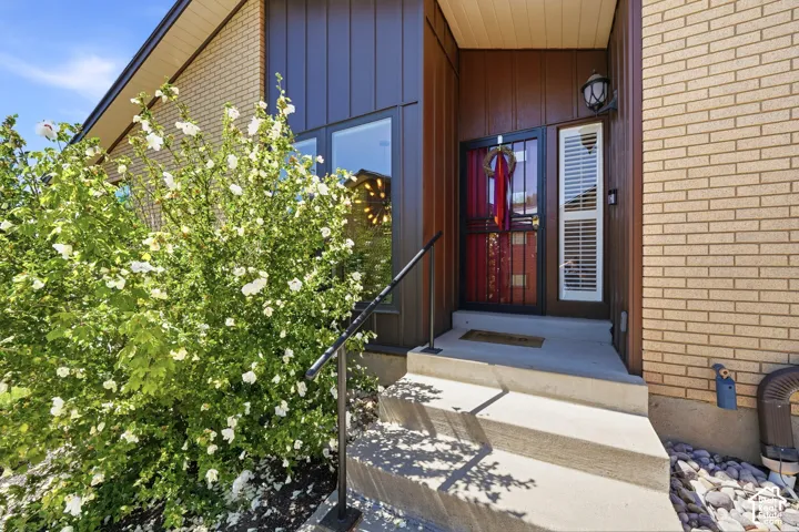 Front door on side of home for added privacy