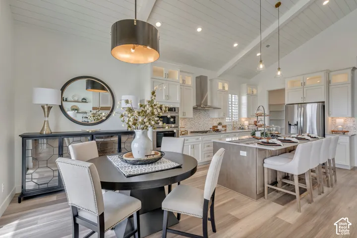 Vaulted plank ceiling creating an airy atmosphere