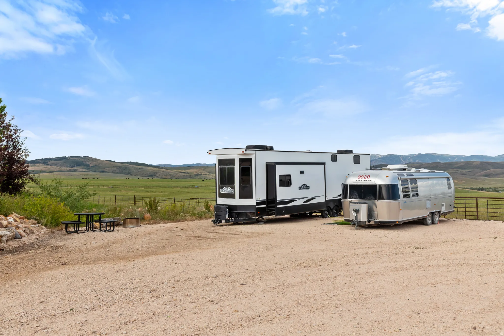 Expansive open area with a gravel surface
