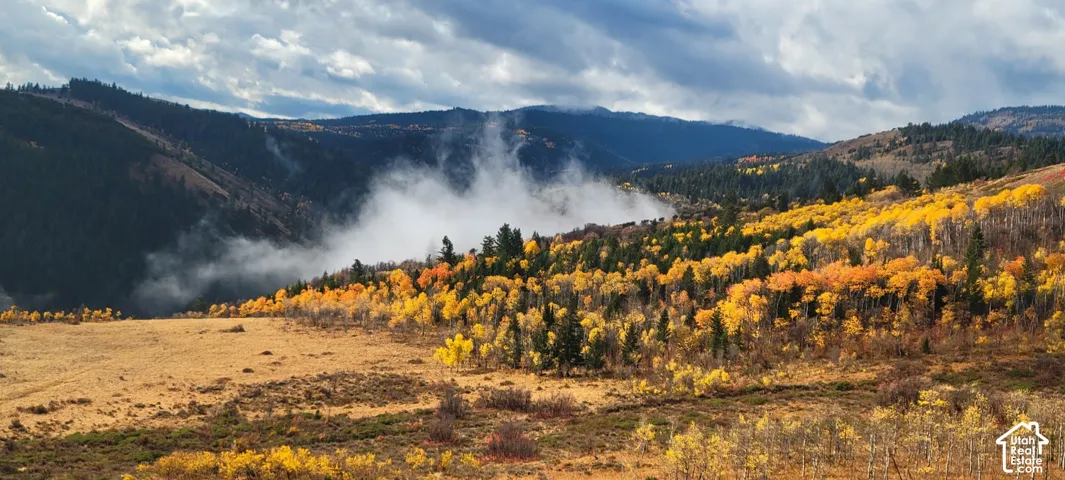 Expansive landscape featuring rolling hills and mountainous terrain