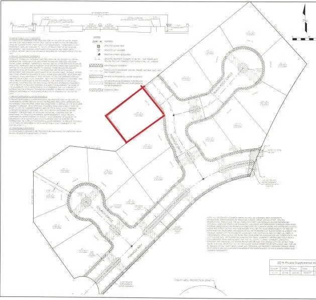 Plat Map. Illustrating property divisions and utility easements within the depicted area