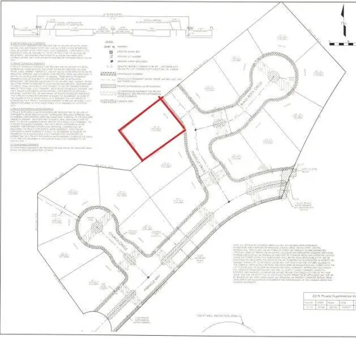 Plat Map. Illustrating property divisions and utility easements within the depicted area