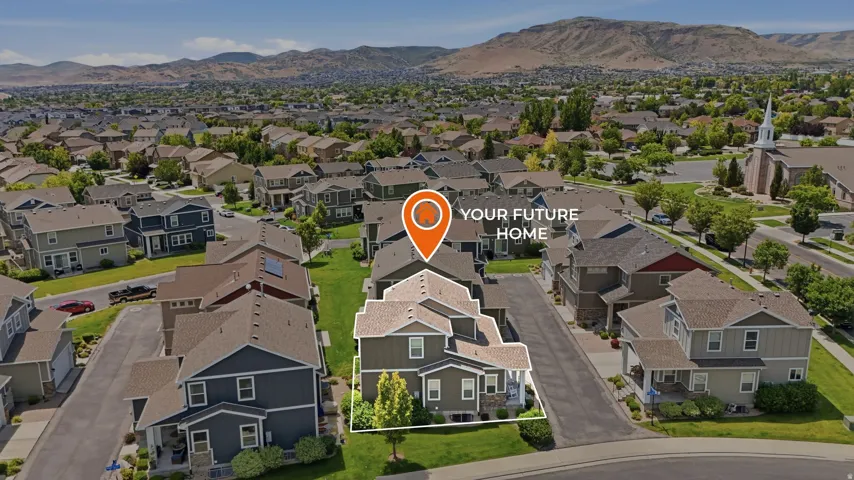 Modern residential community with mountain scenery