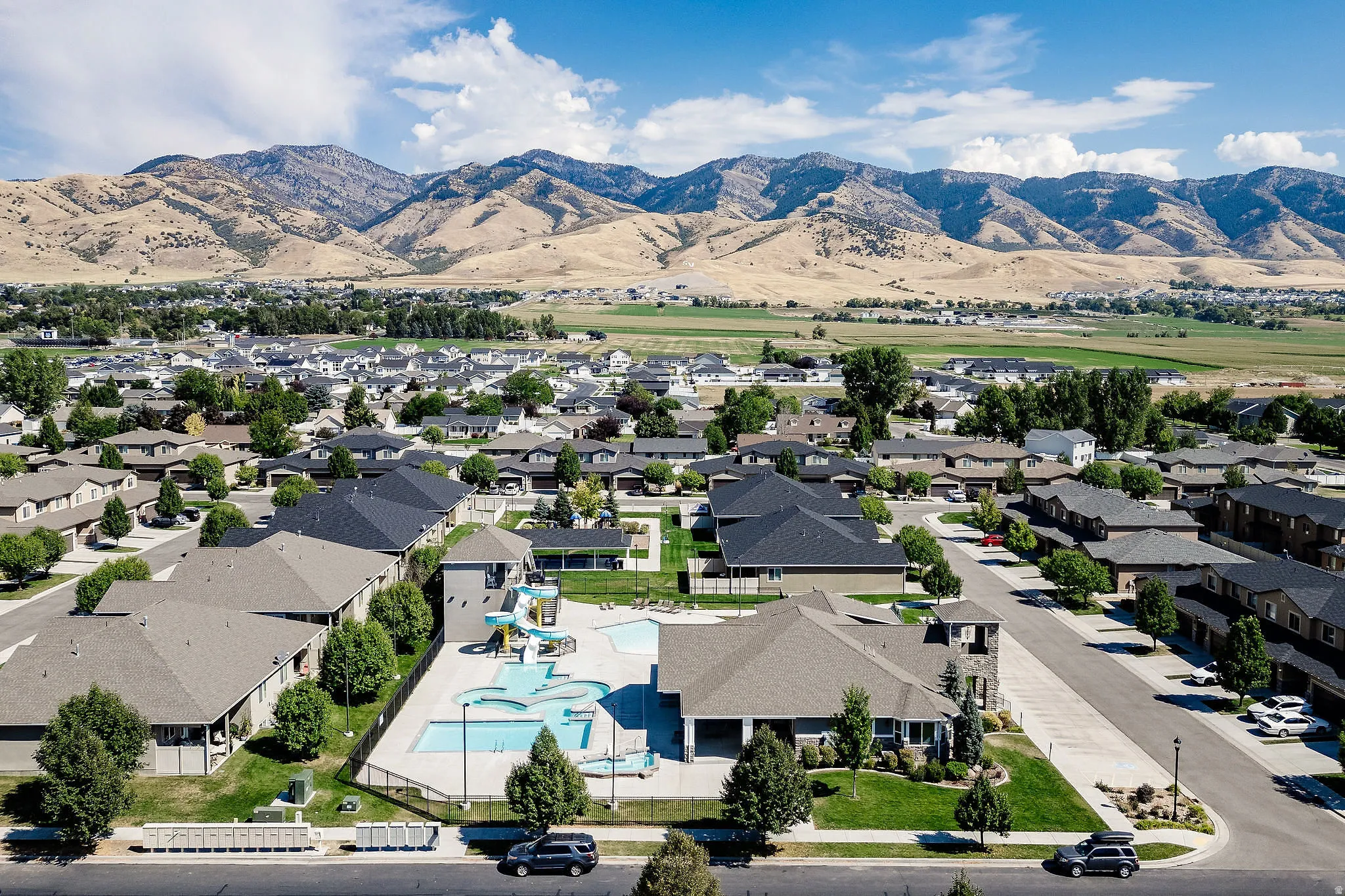 Aerial view of community pool area