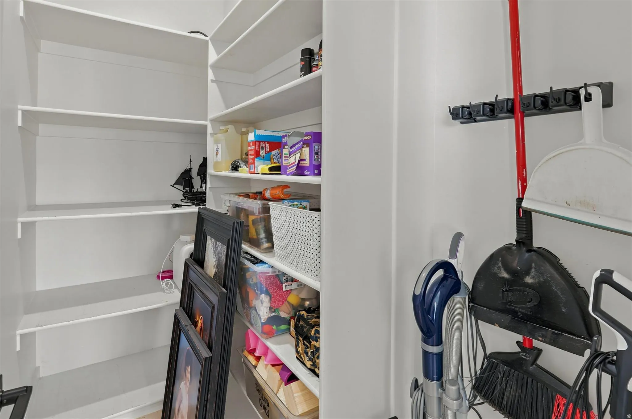 Built-in shelving providing ample storage space