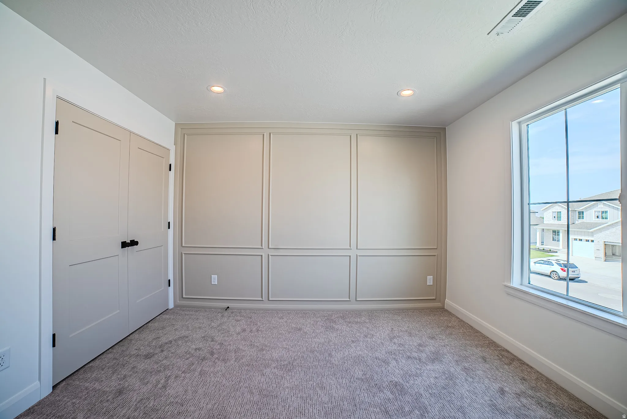 Accent wall with applied molding details