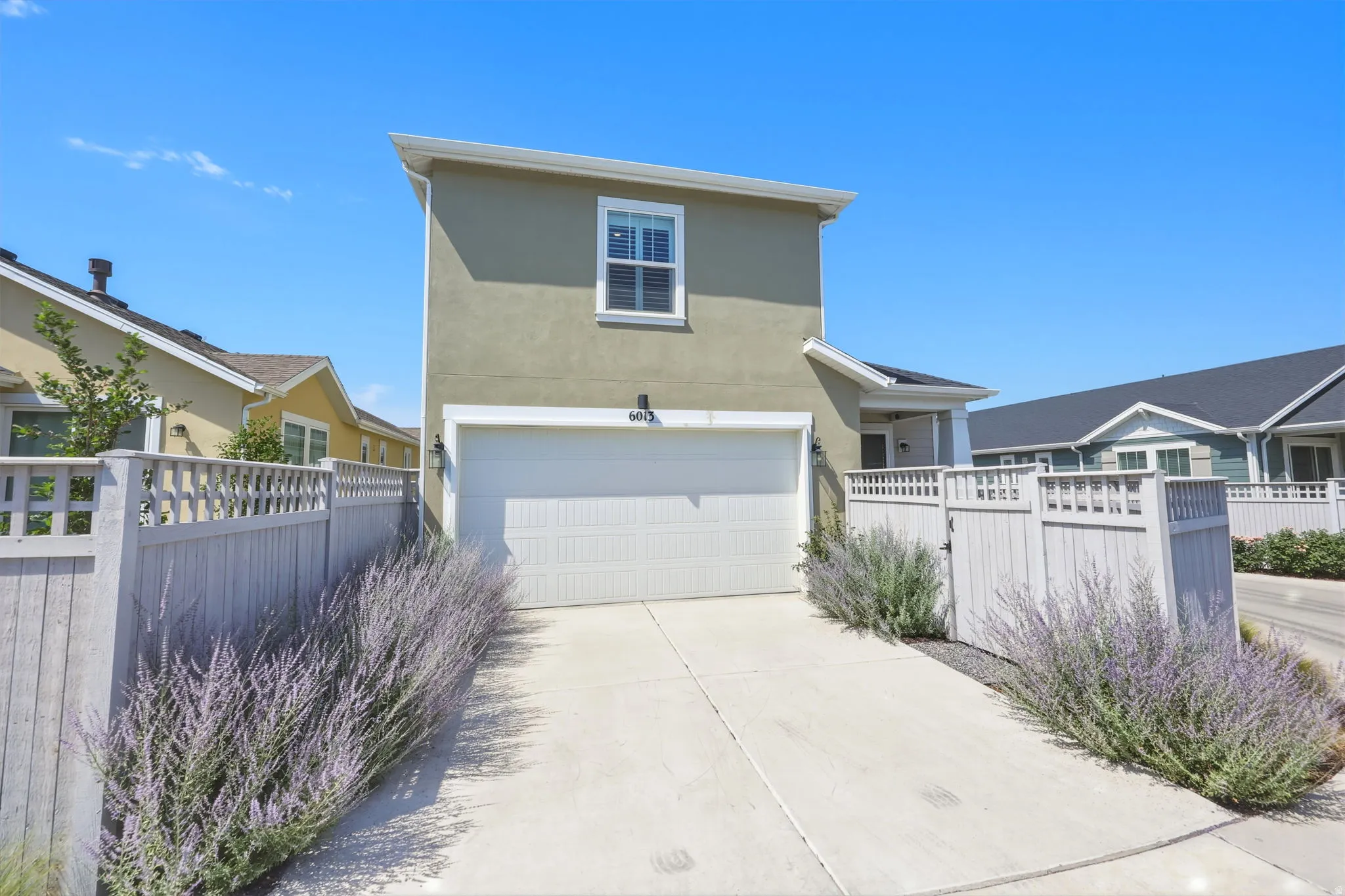 Street view of attached garage.