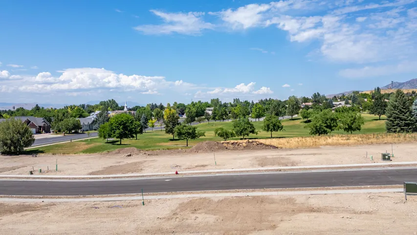 Expansive land parcel featuring a paved road, utility boxes, and clear development potential