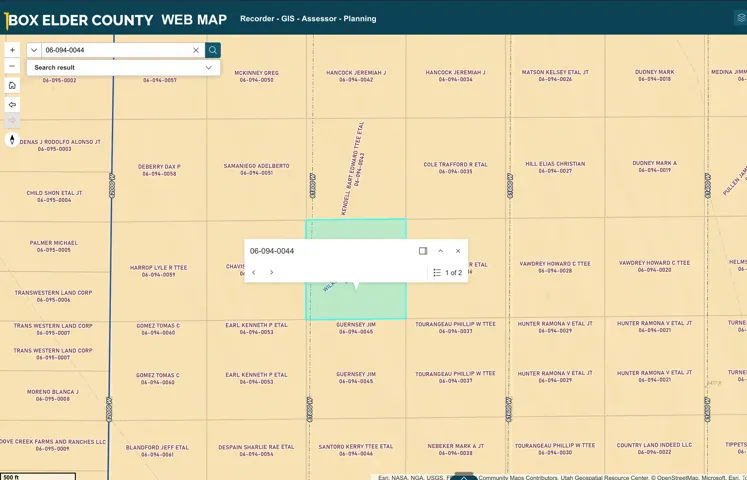 GIS Assessor Map. Displaying property parcels and owner details for the property