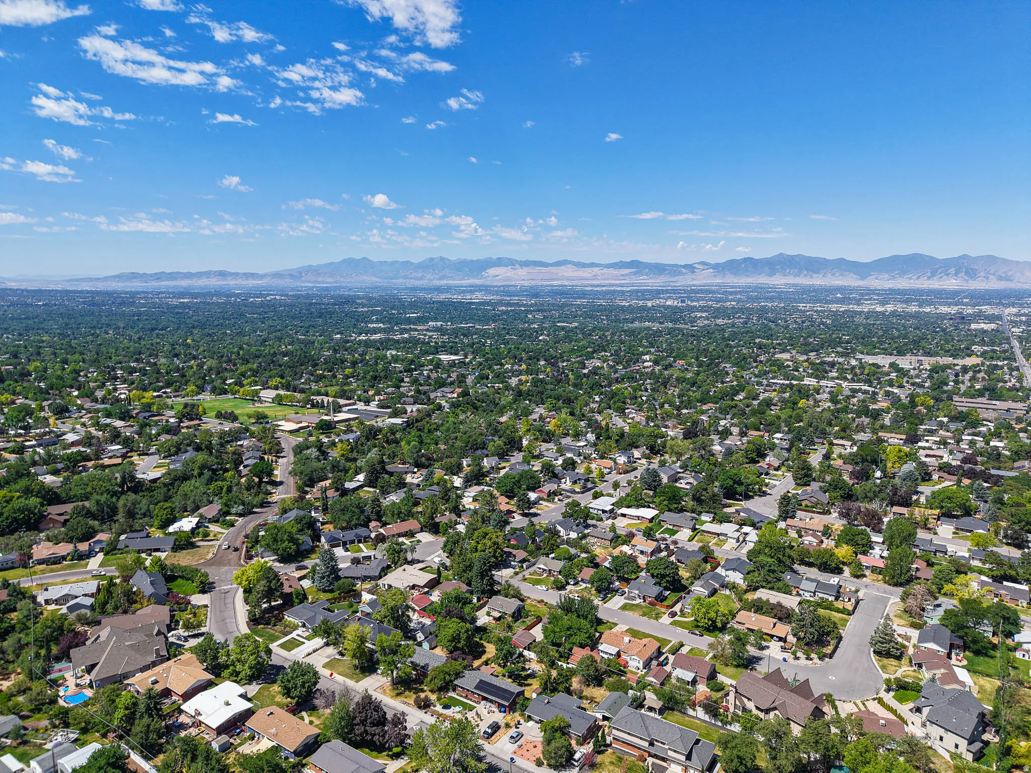 Expansive aerial overview of a residential neighborhood